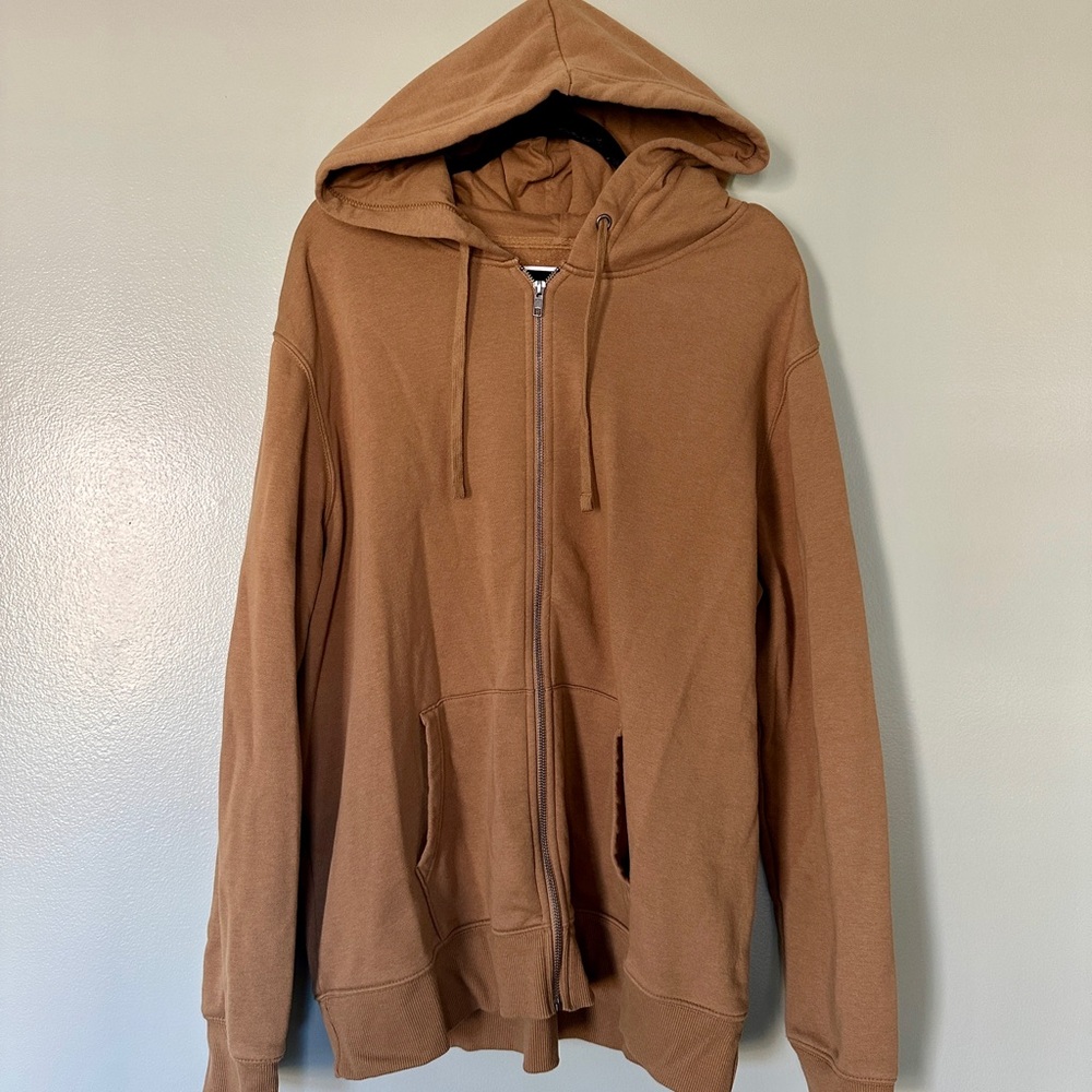 Goodfellow Hooded Jacket (Zipper, Pockets, & Drawstring), Men’s XXL (Earth Brown